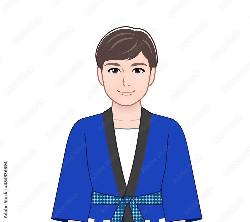 祭りの準備をする若い男性