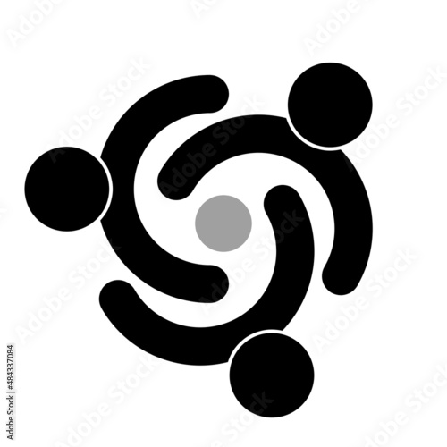 Team of three people working on a project, icon isolated on white background