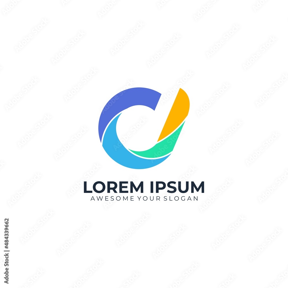 Modern colorful flat logo letter DC Modern colorful flat logo letter DC