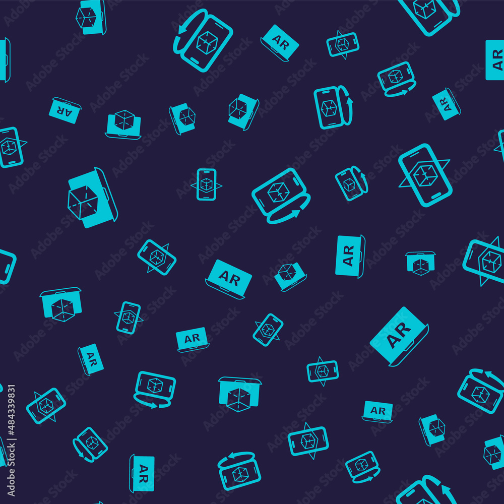 Set 3d modeling, and Augmented reality AR on seamless pattern. Vector Set 3d modeling, and Augmented reality AR on seamless pattern. Vector