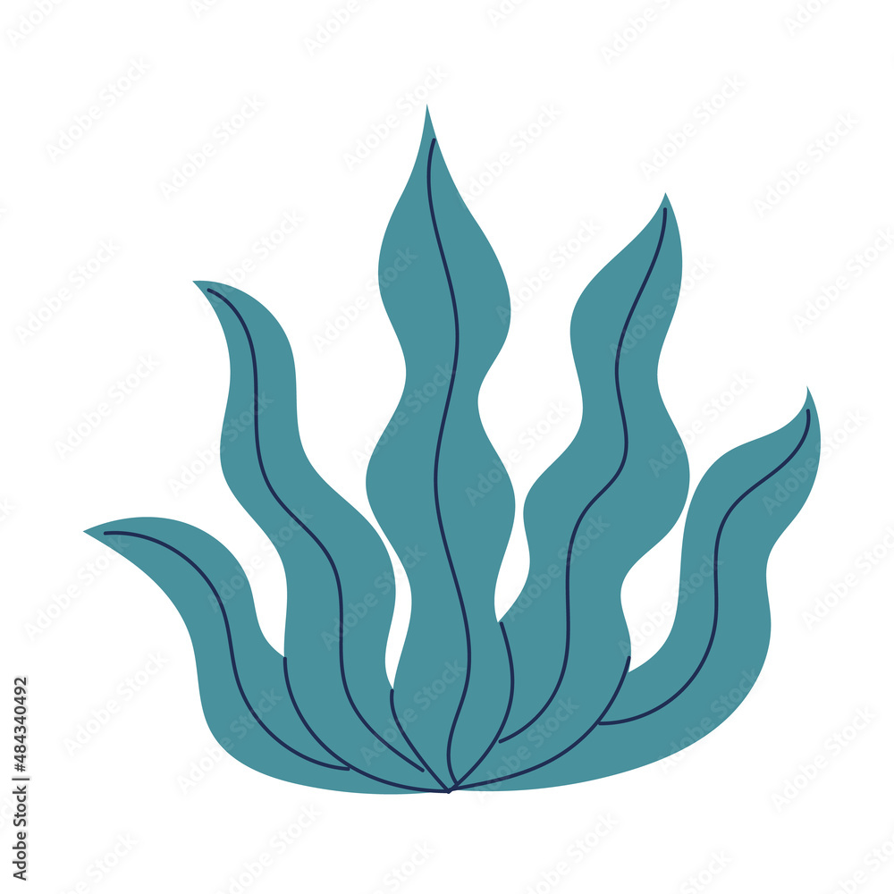 Underwater plants, algae. corals. Flat vector illustration in cartoon style isolated on white background. Underwater plants, algae. corals. Flat vector illustration in cartoon style isolated on white background.