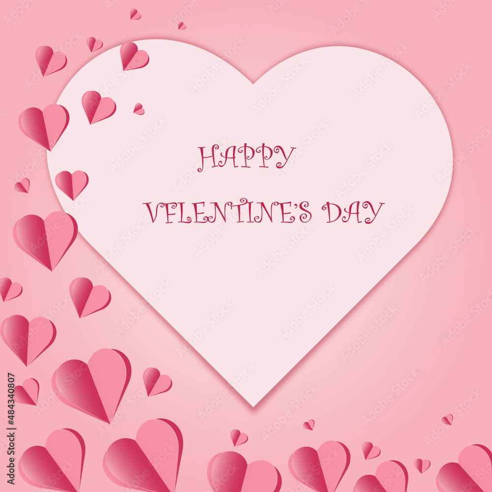 Vector symbols of love, Valentine's day, greeting card in style.papercraft. Color of love, patterns for background, wallpaper, invitations, packaging