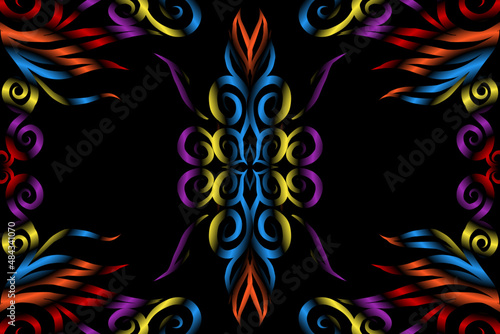 colourful caleidoscope classic gradient flower art pattern of traditional tenun batik ethnic dayak ornament for wallpaper ads background sticker or clothing