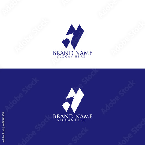 Letter N eagle logo with light and dark background, editable template