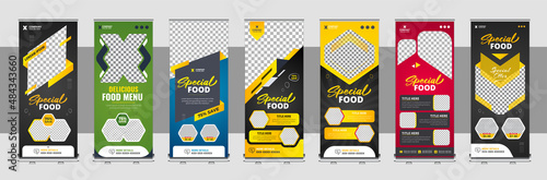 Food and restaurant roll up banner design template bundle