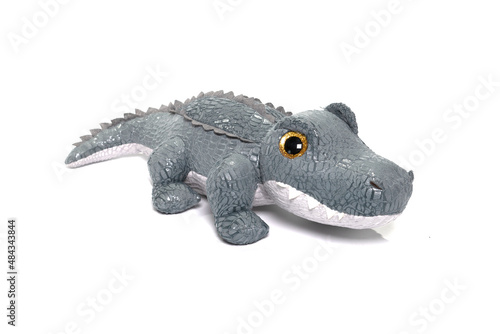 Plush toy crocodile isolated on white background