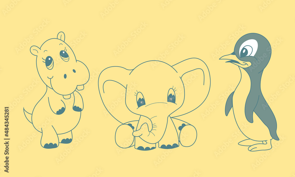 Fototapeta premium Animals in doodle style