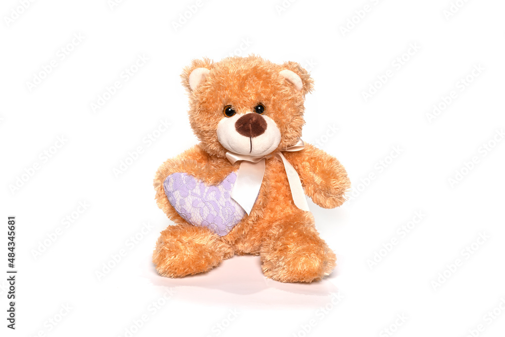 Obraz premium Fluffy teddy bear isolated on white background.