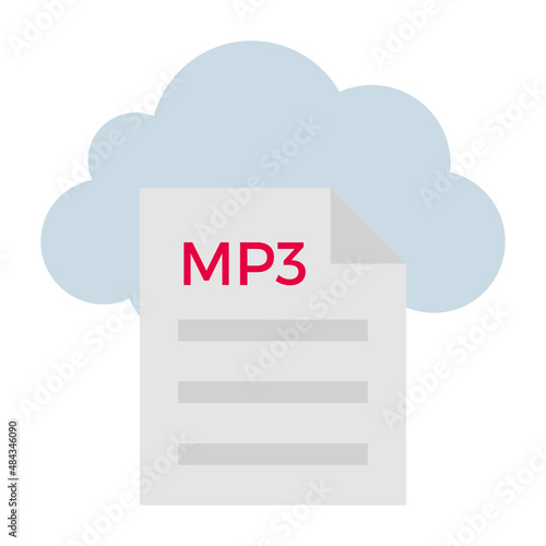 Flat color icon for mp3 file.