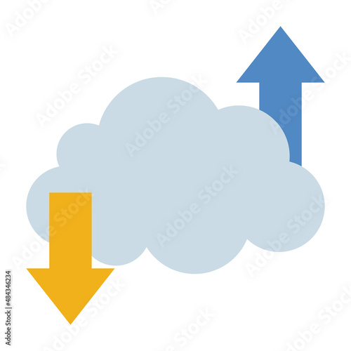 Flat color icon for transferring data.