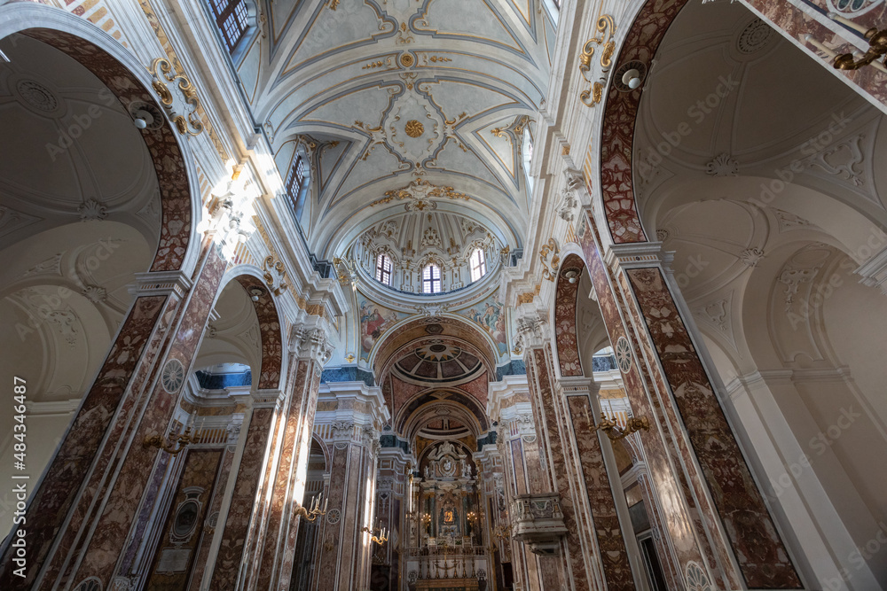 Inside interior of the Cathedral of Maria Santissima della Madia (Basilica Cattedrale Madonna della Madia)