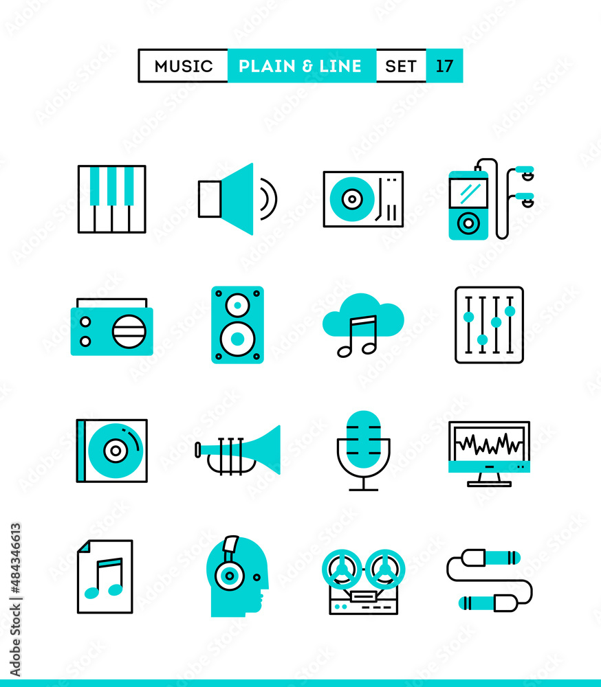 Music, sound, recording, editing and more.icons set Music, sound, recording, editing and more.icons set