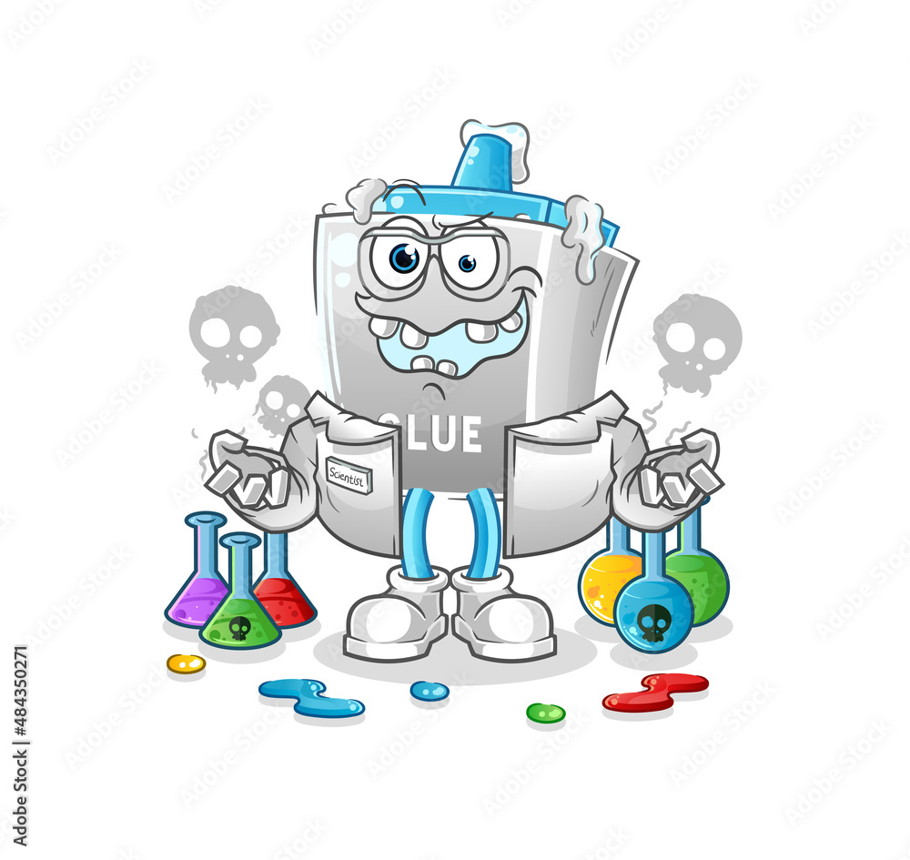 glue mad scientist illustration. character vector