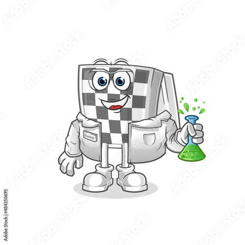 chessboard scientist character. cartoon mascot vector