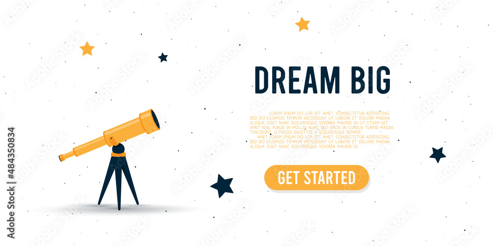 Telescope and stars over white. Dream concept illustration Stock Vector |  Adobe Stock