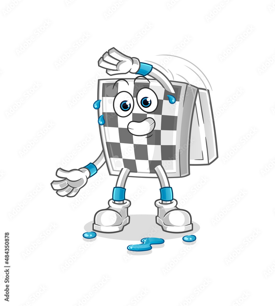 chessboard stretching character. cartoon mascot vector
