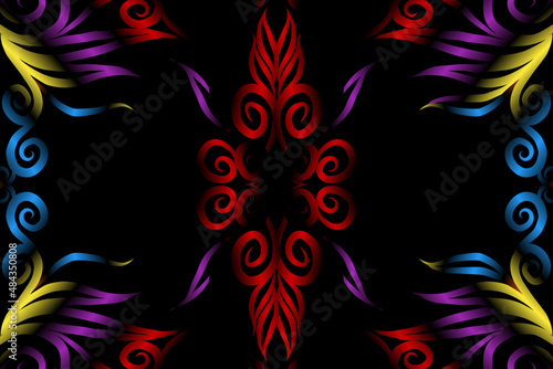 colourful caleidoscope classic gradient flower art pattern of traditional tenun batik ethnic dayak ornament for wallpaper ads background sticker or clothing