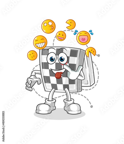 chessboard laugh and mock character. cartoon mascot vector © dataimasu