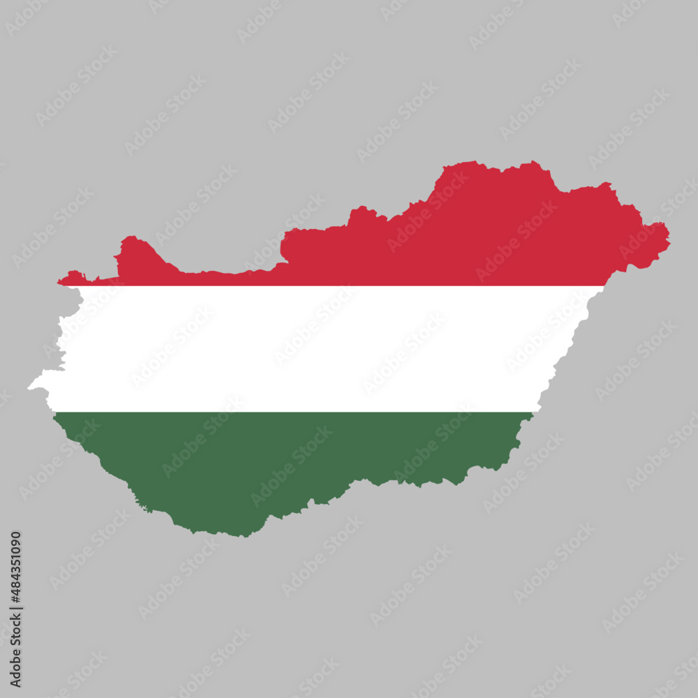 Obraz premium Hungary flag inside the Hungarian map borders vector illustration 