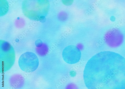 Wallpaper Mural 滲んだ円が重なる青色の水彩風イラスト Torontodigital.ca