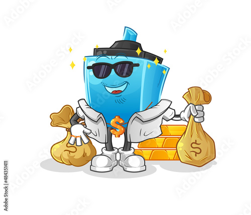 marker pen rich character. cartoon mascot vector