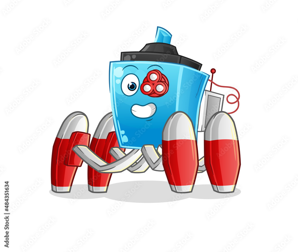 Naklejka premium marker pen future robot vector. cartoon character
