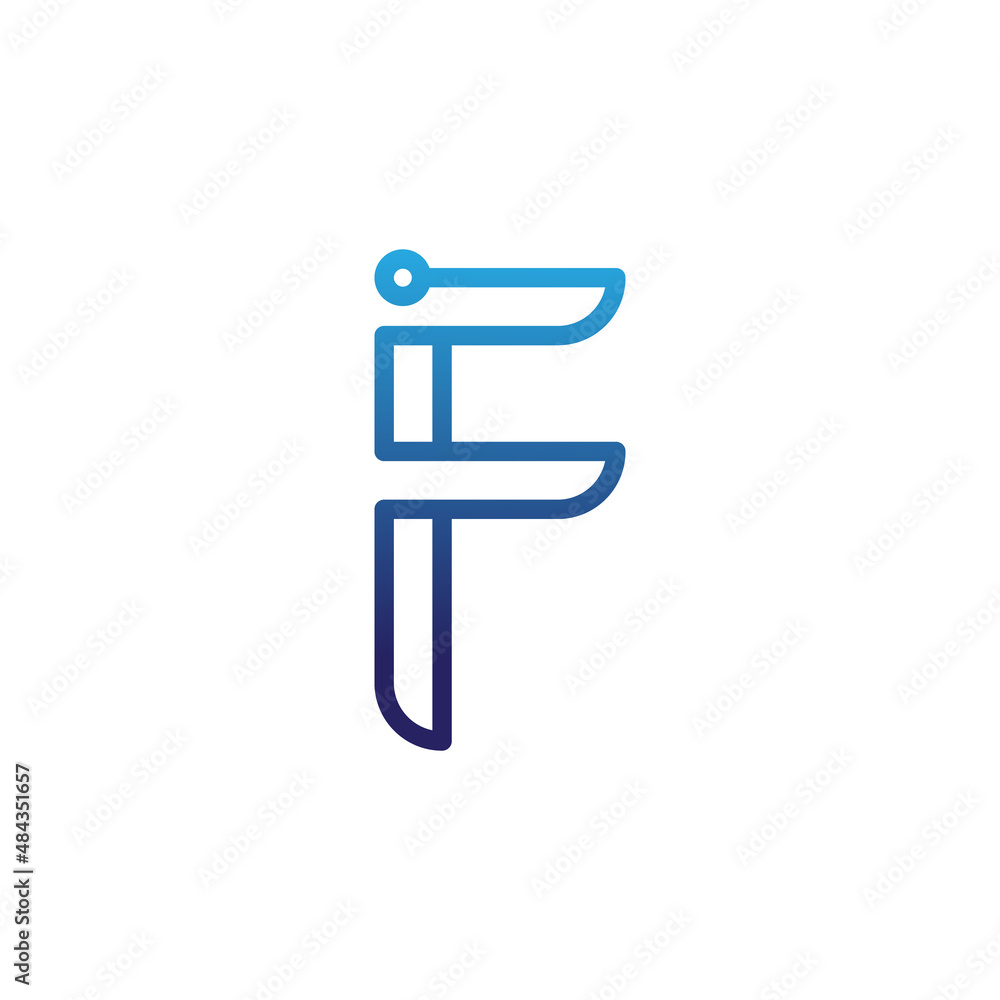 letter F tech line logo design letter F tech line logo design