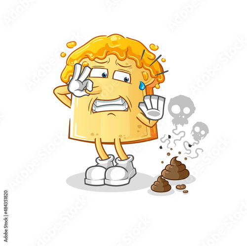 bread with honey with stinky waste illustration. character vector