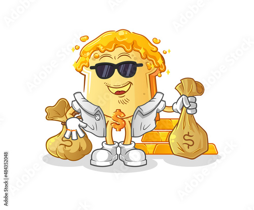 bread with honey rich character. cartoon mascot vector