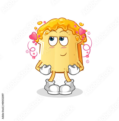 bread with honey shy vector. cartoon character