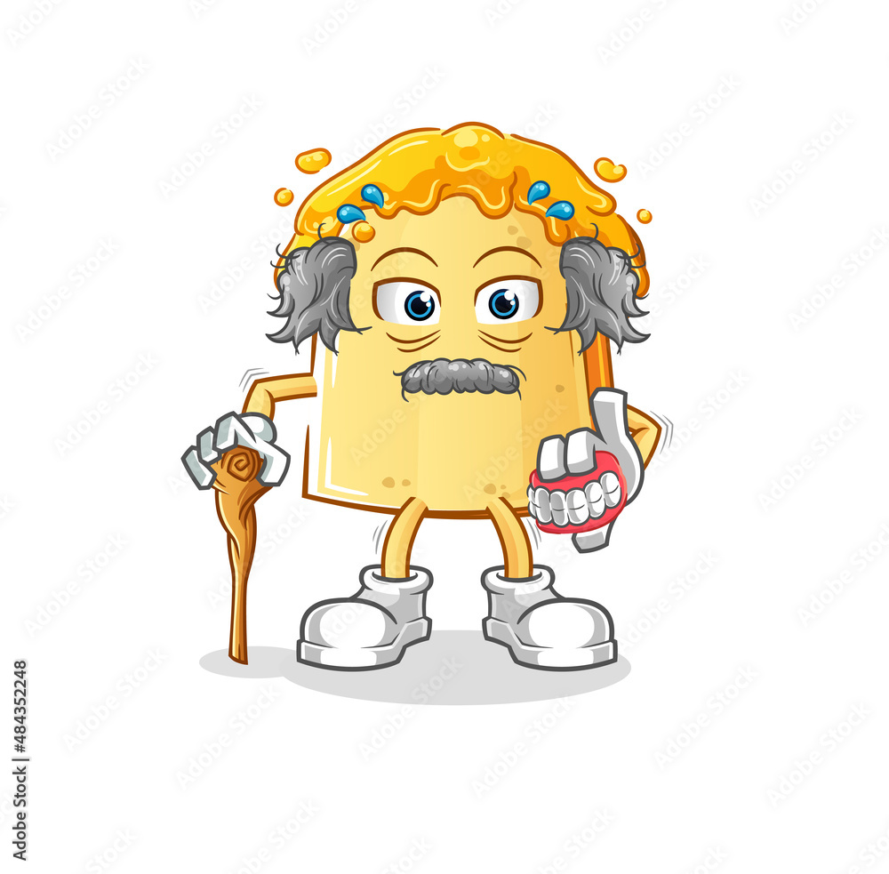 bread with honey white haired old man. character vector