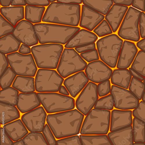 Seamless lava pattern with brown stones for graphic design.