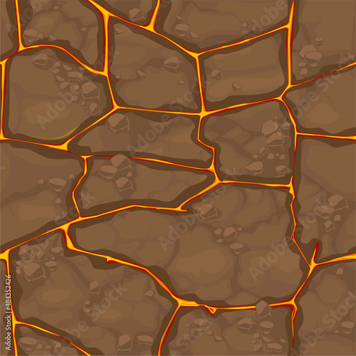 Seamless ground pattern with lava from volcano for wallpaper.