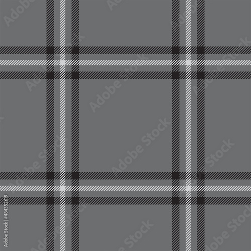 Plaid seamless pattern in black white. Check fabric texture. Vector textile print.