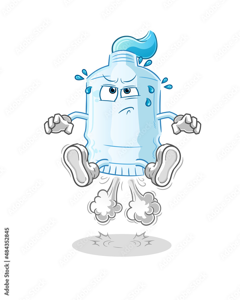 toothpaste fart jumping illustration. character vector toothpaste fart jumping illustration. character vector