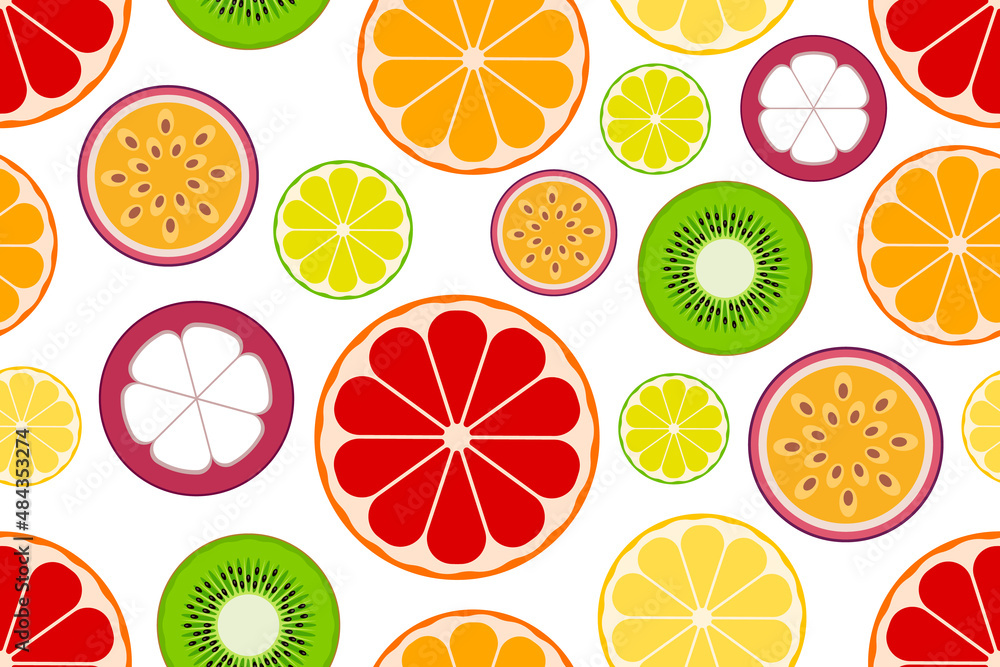 seamless pattern with tropical fruits. vector illustration.
