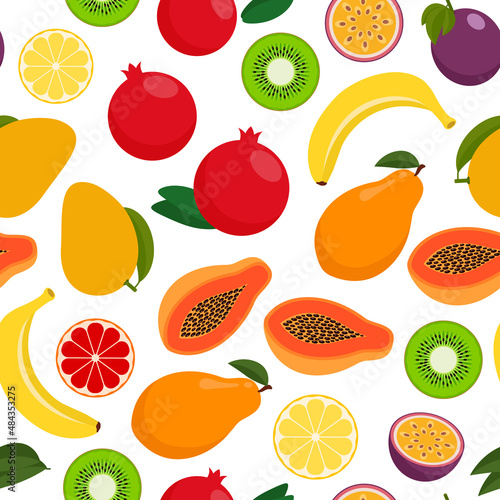 Fototapeta Naklejka Na Ścianę i Meble -  seamless pattern with tropical fruits. vector illustration.