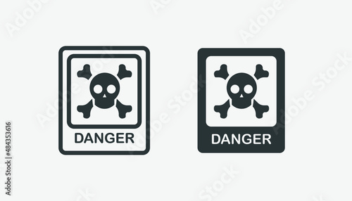 skull  danger  skeleton icon vector set. attention symbol 