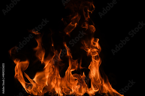Fire blaze flames on black background Fototapet