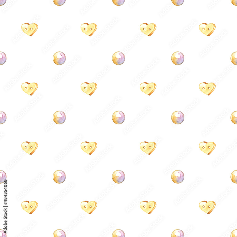 Seamless hand drawn watercolor spring pattern with hearts. Seamless hand drawn watercolor spring pattern with hearts.