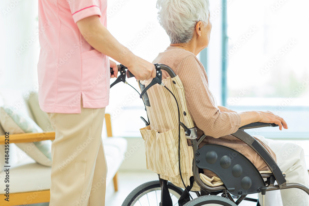 Obraz premium シニア女性と介護士