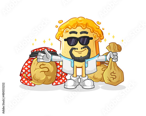 bread with honey rich arabian mascot. cartoon vector
