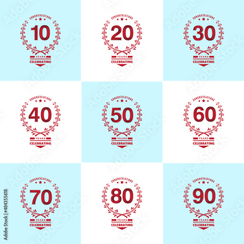 year anniversary set celebration vector illustration