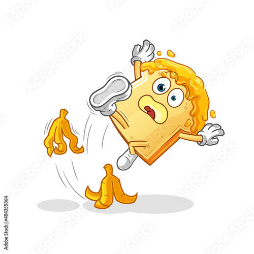 bread with honey slipped on banana. cartoon mascot vector