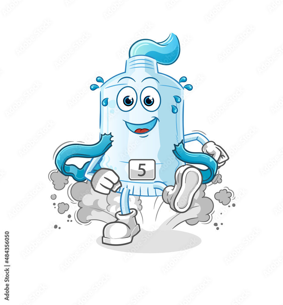 Fototapeta premium toothpaste runner character. cartoon mascot vector