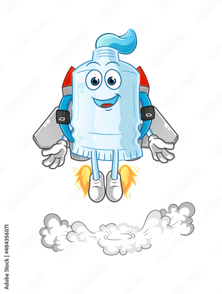toothpaste with jetpack mascot. cartoon vector toothpaste with jetpack mascot. cartoon vector