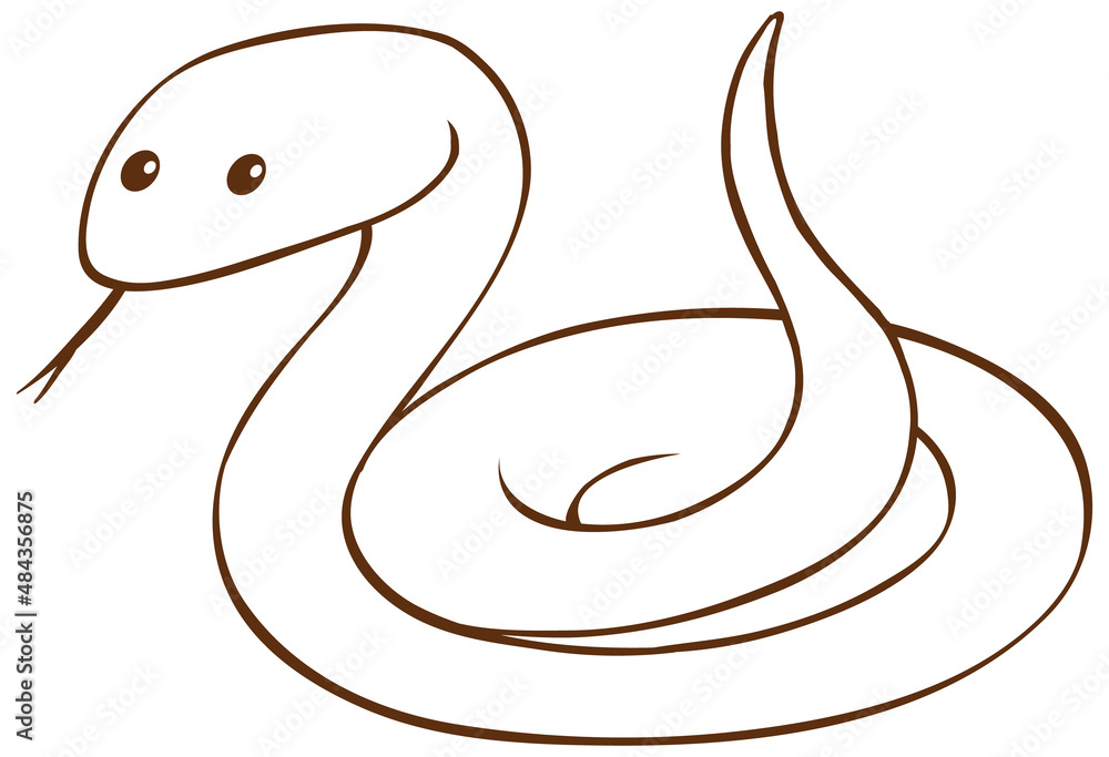 Fototapeta premium Snake in doodle simple style on white background
