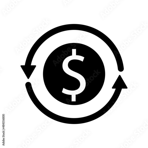 Icon of dollar sign in circle made of arrows. Coin with dollar sign simple on white background. Vector illustration. Eps10