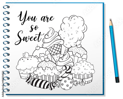 Hand drawn doodle icons on notebook