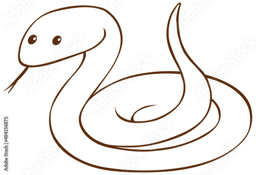 Snake in doodle simple style on white background